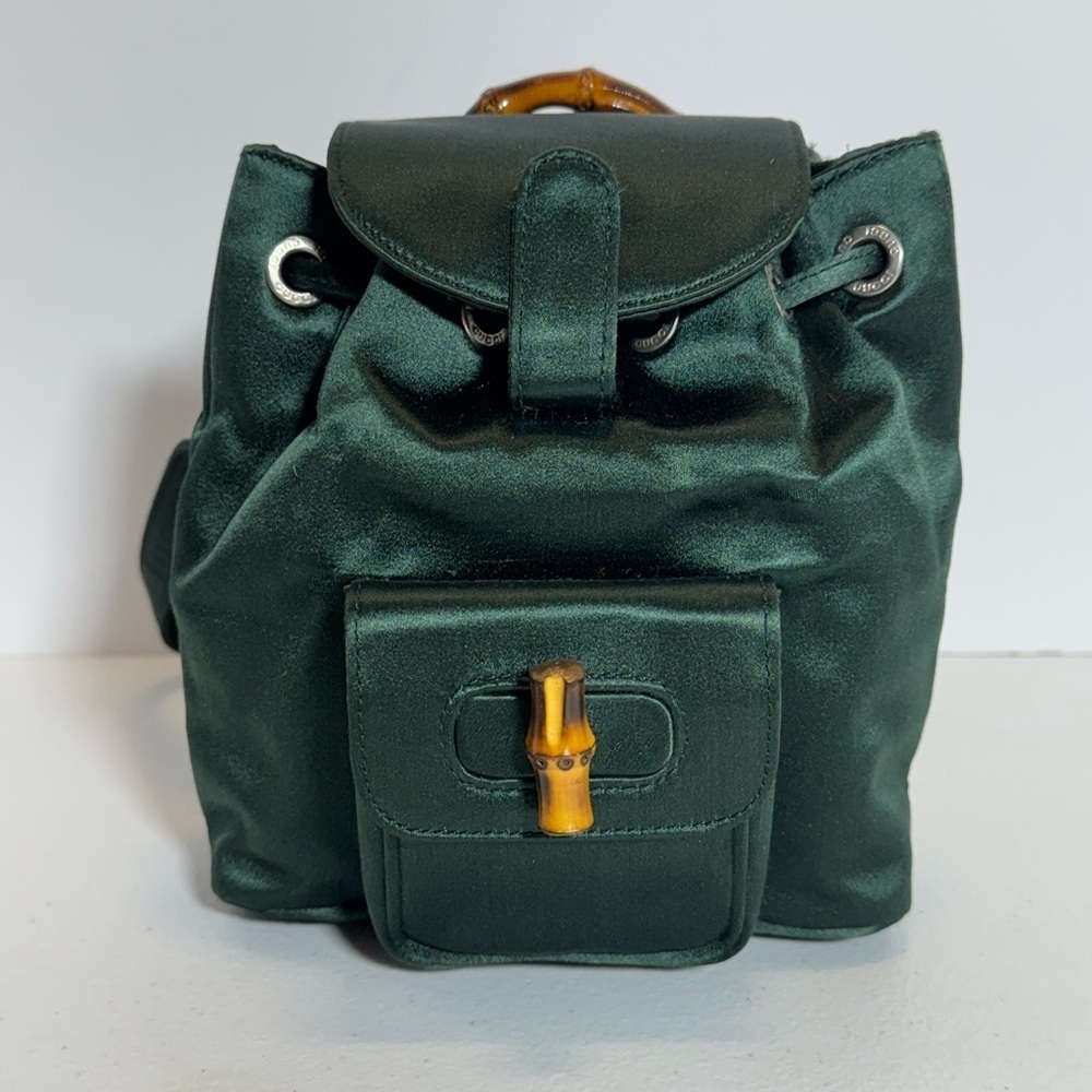 AUTHENTIC Green Gucci Bamboo Backpack